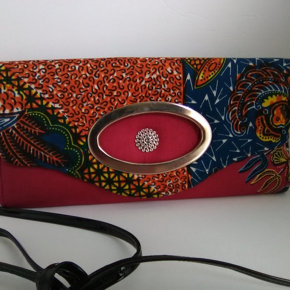 Multicolor Printed Fabric Shoulder/Clutch Hand Bag - Picture 4 of 10